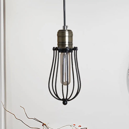 Industrial Black Metal Mini Pendant Light - Stylish Ceiling Fixture For Bedroom