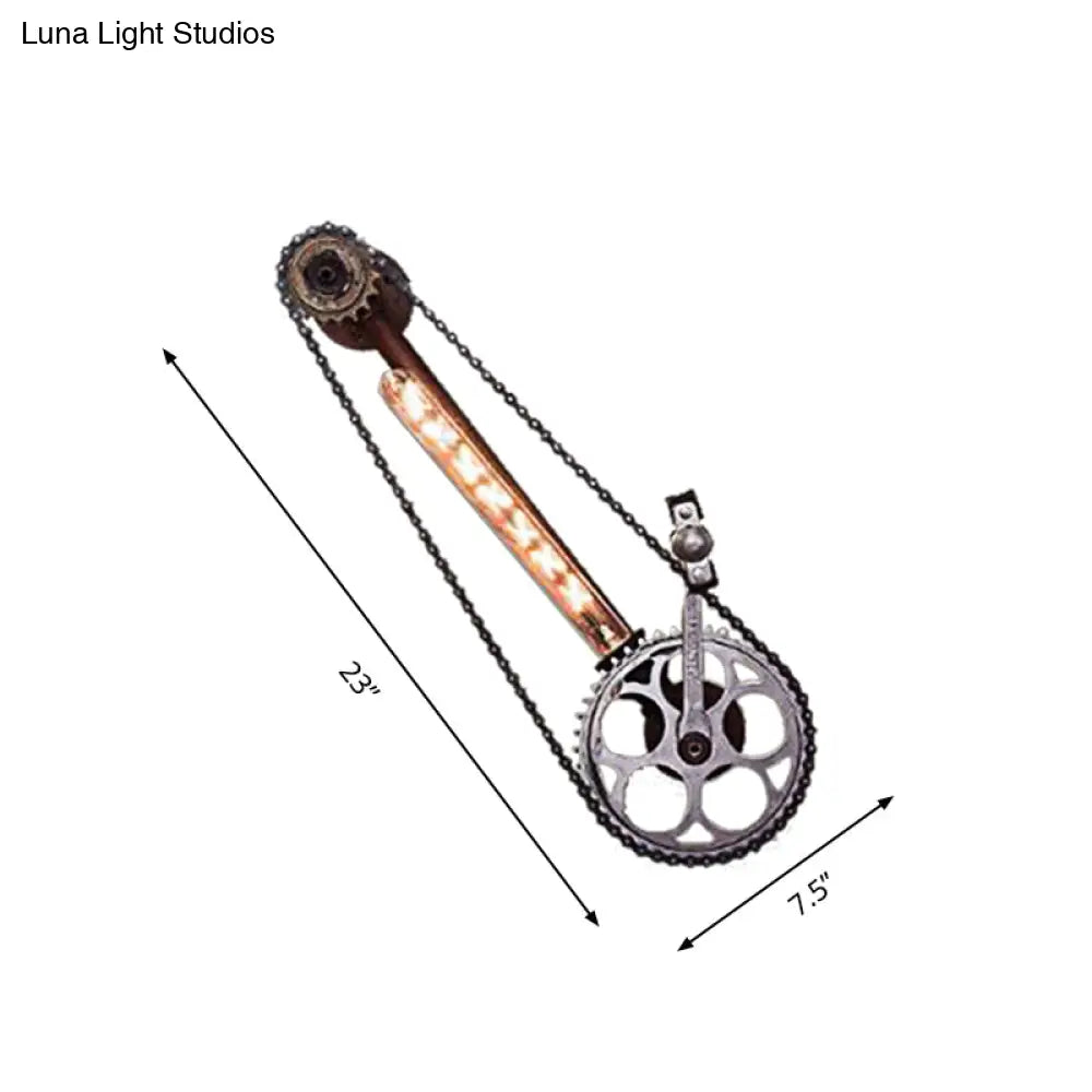 Industrial Black Metal Sconce Lighting: Wall Mounted Lamp With Gear Detailing For Dining Room