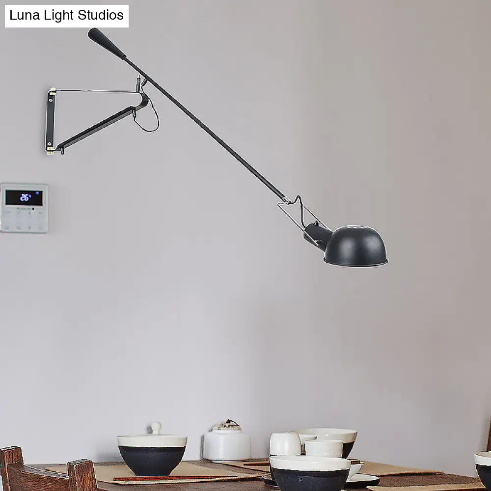 Industrial Black Metal Wall Light With Stylish Bowl Shade - Indoor Mount Fixture