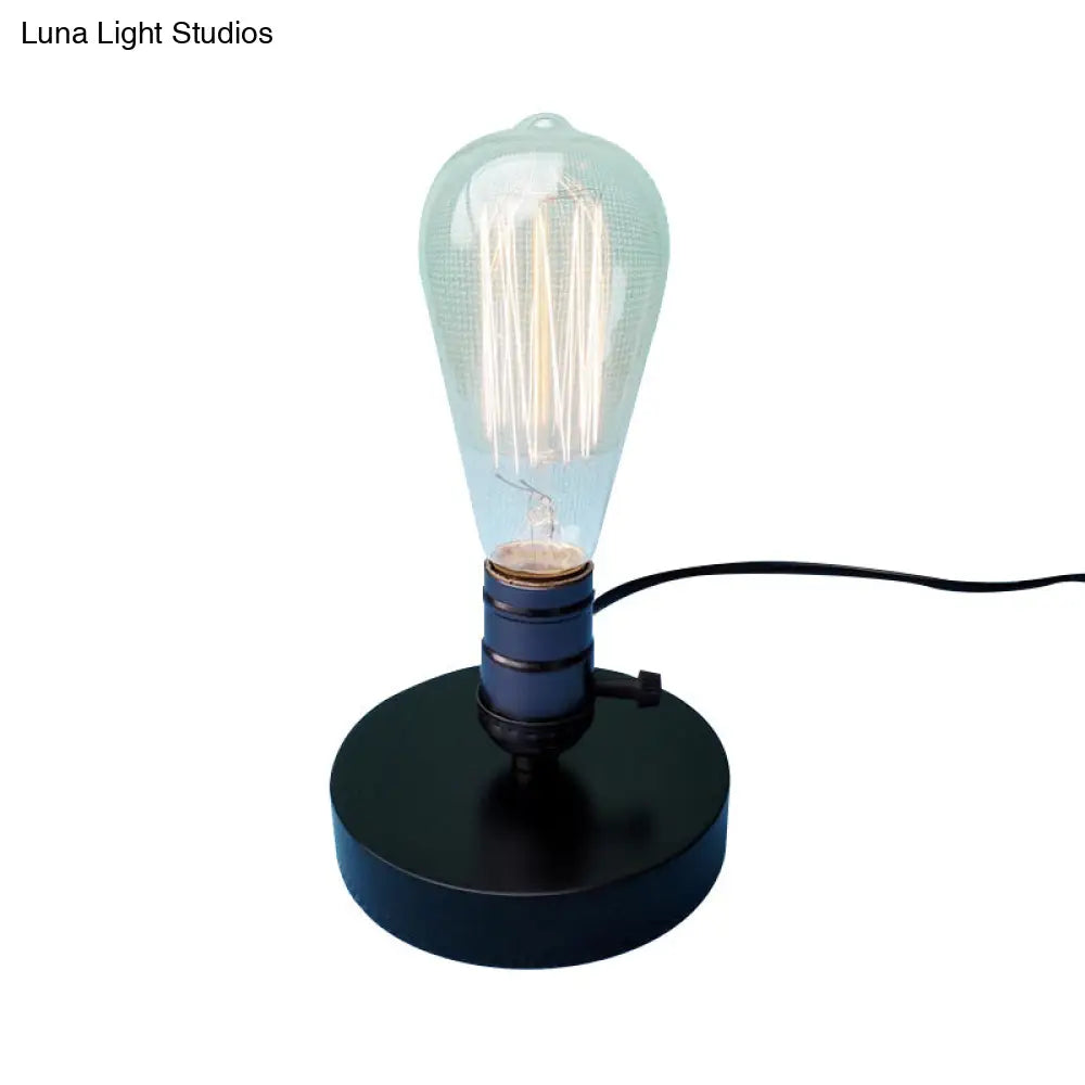 Industrial Black Mini Table Lamp With On/Off Switch - Stylish Metal Lighting For Coffee Shop