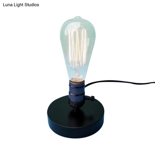 Industrial Black Mini Table Lamp With On/Off Switch - Stylish Metal Lighting For Coffee Shop