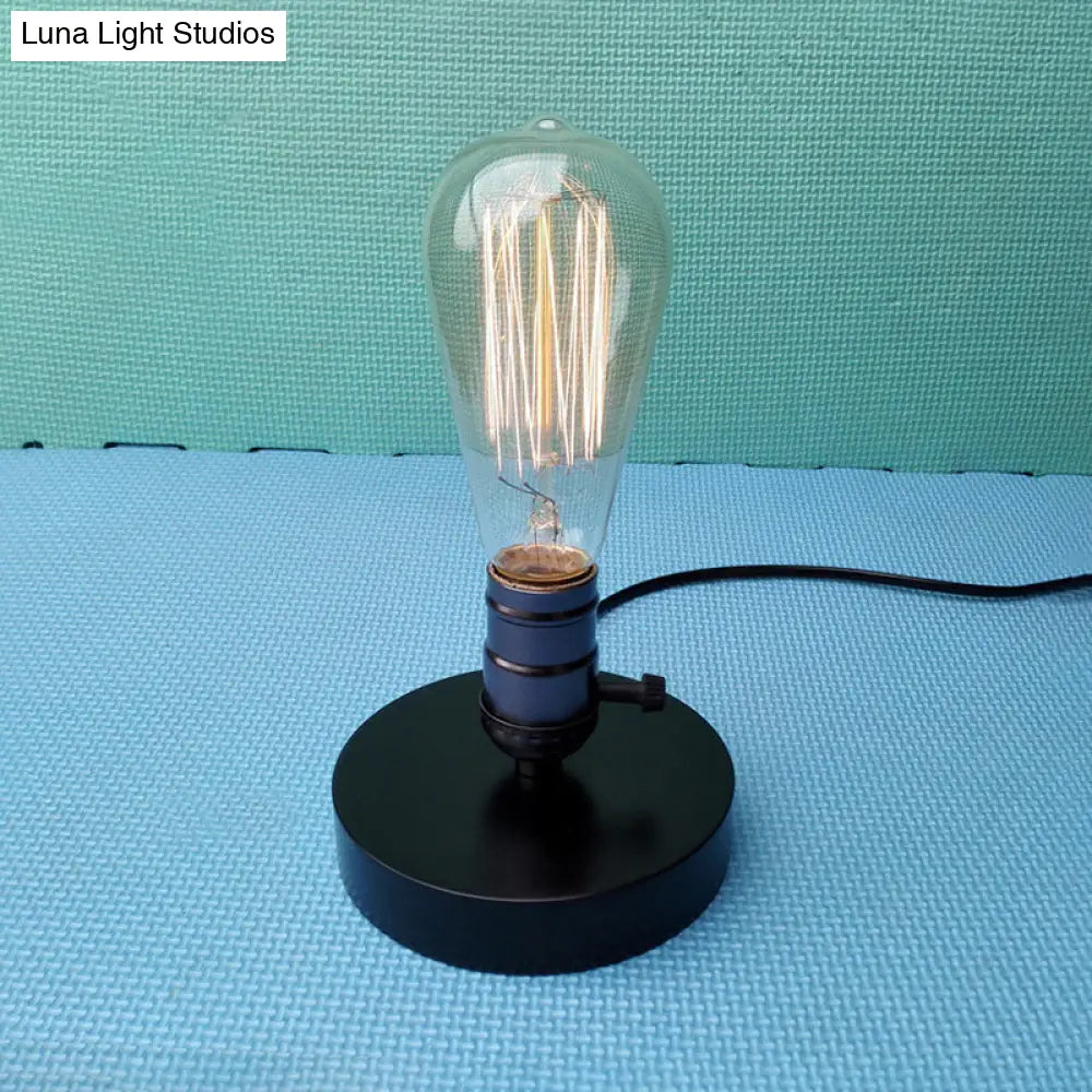 Industrial Black Mini Table Lamp With On/Off Switch - Stylish Metal Lighting For Coffee Shop