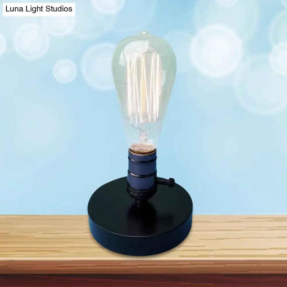 Industrial Black Mini Table Lamp With On/Off Switch - Stylish Metal Lighting For Coffee Shop