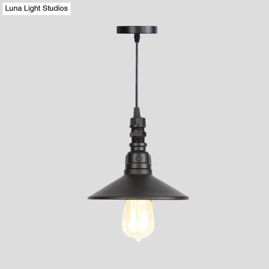 Industrial Black Pendant Light For Corridor - Iron Saucer Ceiling Lamp