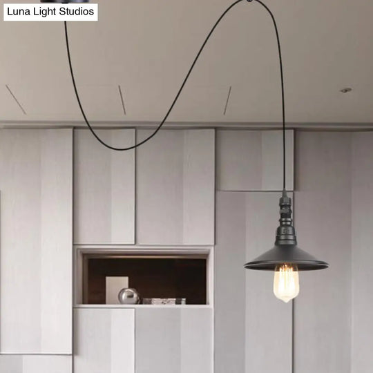 Industrial Iron Saucer Pendant Light Fixture - Black 1-Light Ceiling Lamp For Corridor / B