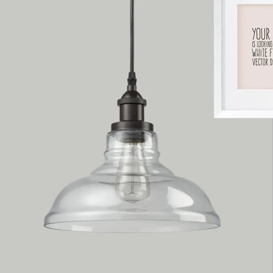 Industrial Black Pendant Light With Clear Glass Shade - Stylish Barn Hanging Lamp For Indoor Use