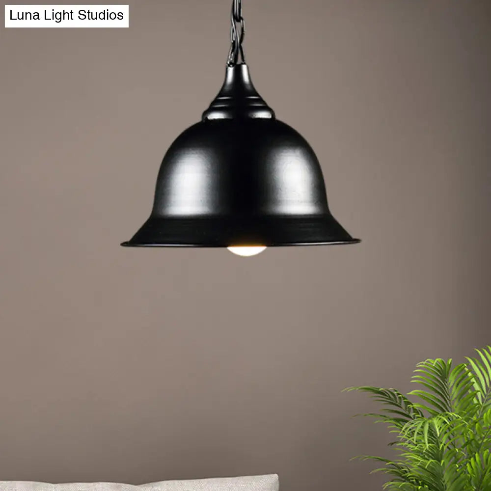 Industrial Dome Pendant Light - Black/Red/Yellow Metal Ideal For Living Room Ceiling