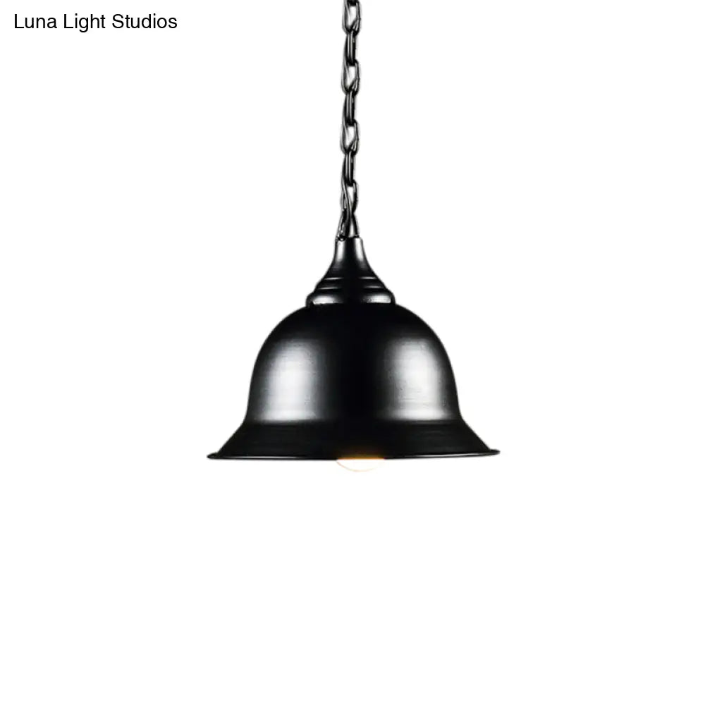 Industrial Black/Red/Yellow Dome Pendant Light Fixture - Hanging Ceiling For Living Room