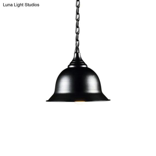 Industrial Dome Pendant Light - Black/Red/Yellow Metal Ideal For Living Room Ceiling