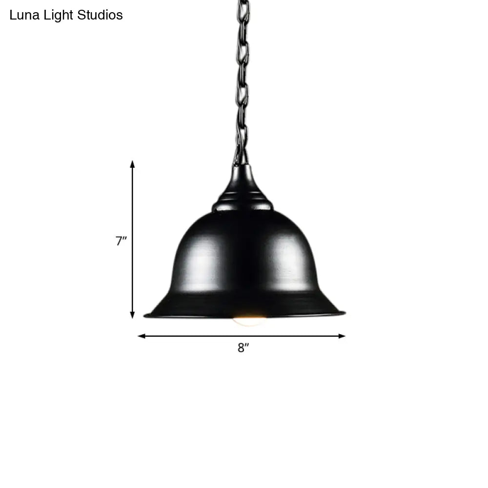 Industrial Black/Red/Yellow Dome Pendant Light Fixture - Hanging Ceiling For Living Room
