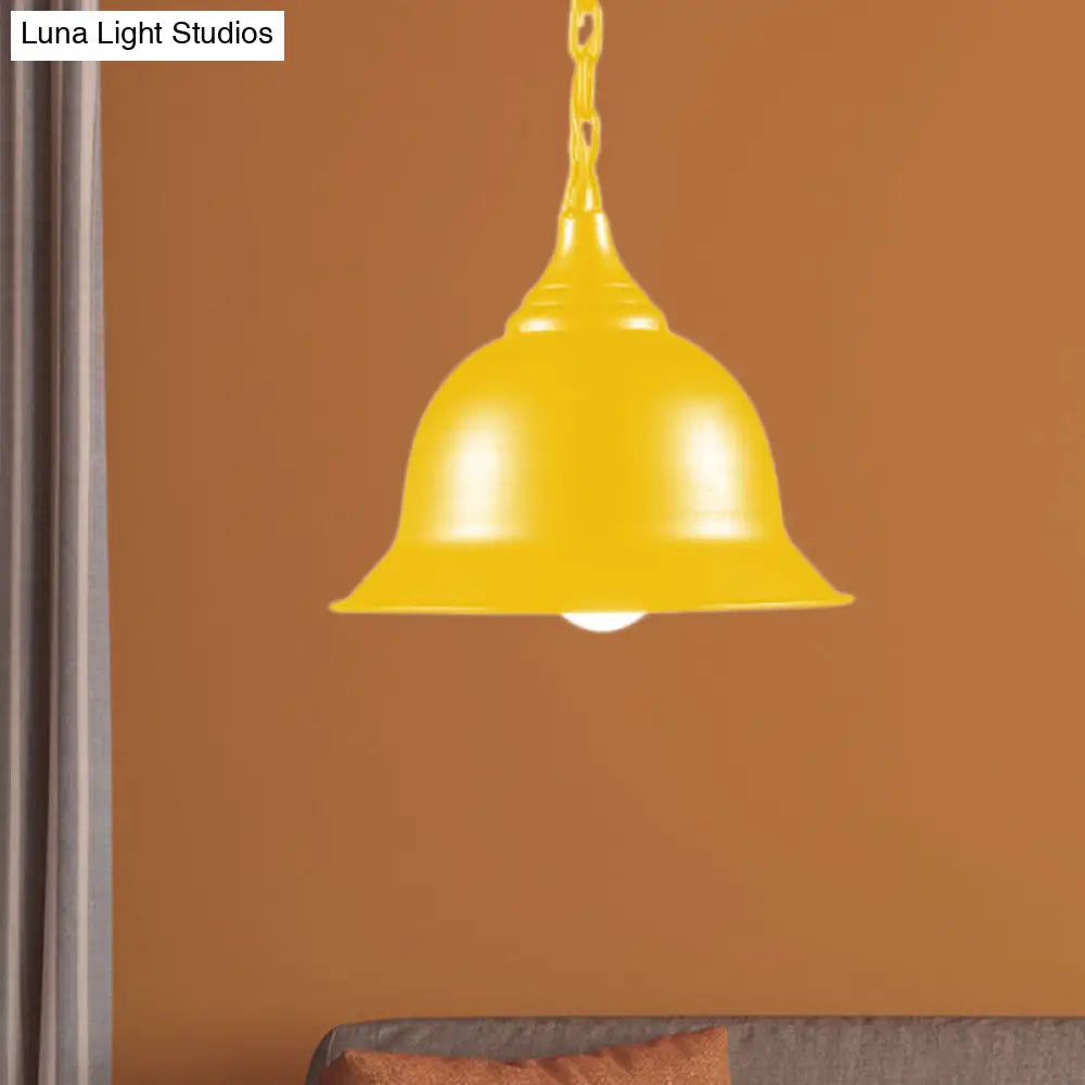 Industrial Dome Pendant Light - Black/Red/Yellow Metal Ideal For Living Room Ceiling Yellow