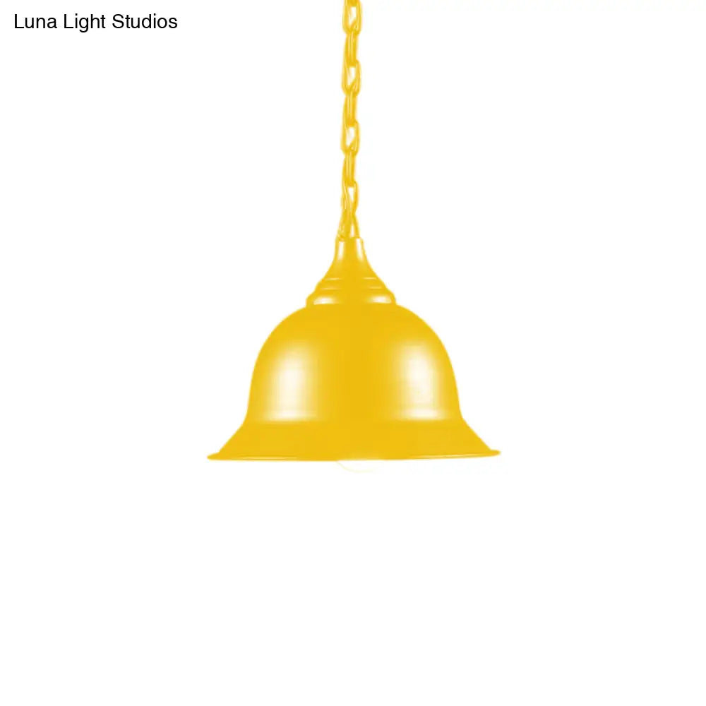 Industrial Black/Red/Yellow Dome Pendant Light Fixture - Hanging Ceiling For Living Room