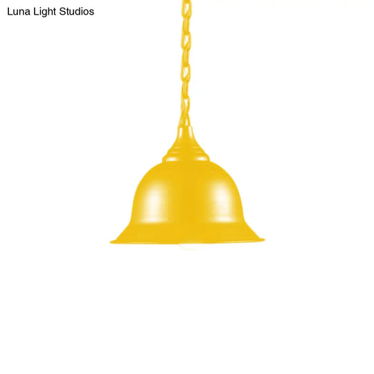 Industrial Black/Red/Yellow Dome Pendant Light Fixture - Hanging Ceiling For Living Room