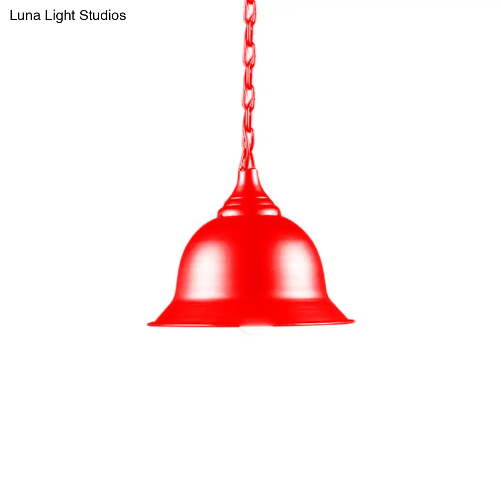 Industrial Dome Pendant Light - Black/Red/Yellow Metal Ideal For Living Room Ceiling