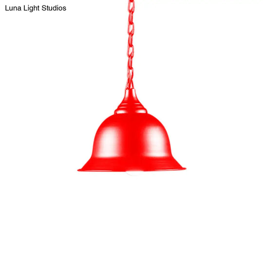 Industrial Dome Pendant Light - Black/Red/Yellow Metal Ideal For Living Room Ceiling