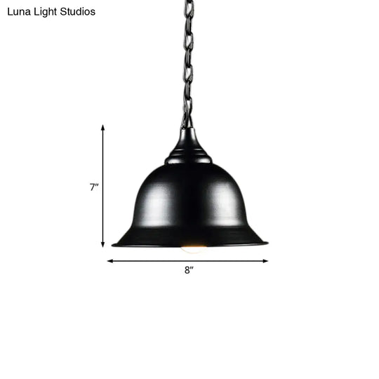 Industrial Dome Pendant Light - Black/Red/Yellow Metal Ideal For Living Room Ceiling