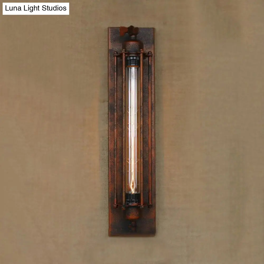 Industrial Black/Silver Metallic 1-Light Linear Wall Sconce - Sleek Wire Frame Design For Bedroom