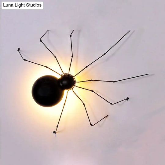 Industrial Black Spider Single Light Wall Sconce For Kids Bedroom