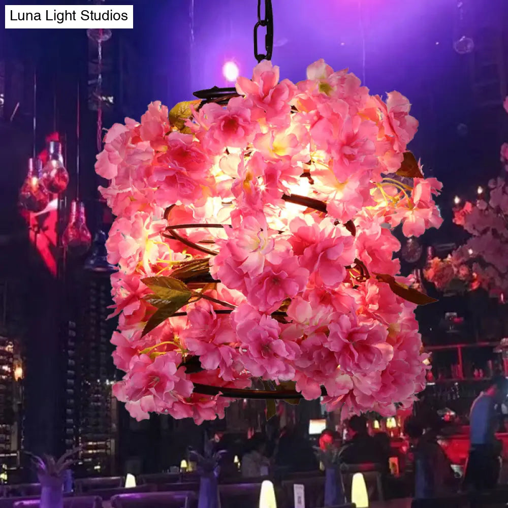 Industrial Black Metal Pendant Light With Spiral Design And Led Suspension For Restaurants - Flower