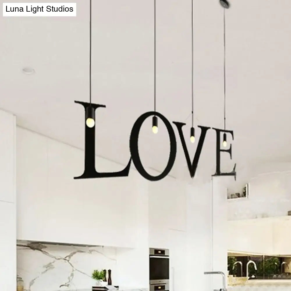 Industrial Black Stainless Steel Letter Pendant Light Fixture For Bedroom