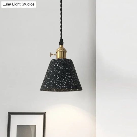 Industrial Black Tapered Ceiling Pendant Light With Cement Finish For Living Room