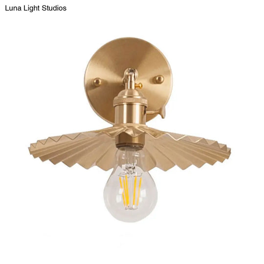 Industrial Brass Metal Wall Mounted Lamp With Cone Shape For Bedside Lighting