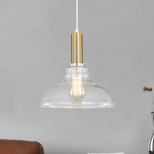 Industrial Brass Orb Pendant Light Clear Glass Dome Ceiling Fixture With Single Bulb Gold / Barn