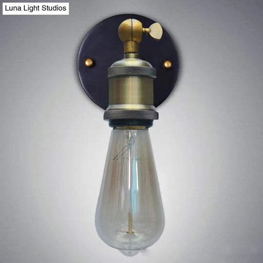 Industrial Brass Wall Light With Adjustable Joint - Naked Bulb Sconce Fixture