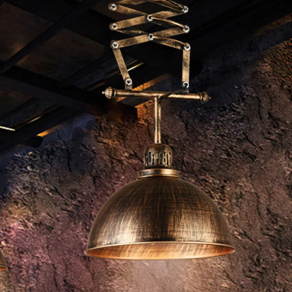 Industrial Bronze Drop Lamp With Extendable Arm – 1-Light Ceiling Light For Clothing Store