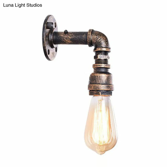 Industrial Bronze Metal Wall Sconce - Right Angle Bedroom Mount Lamp With 1 Head