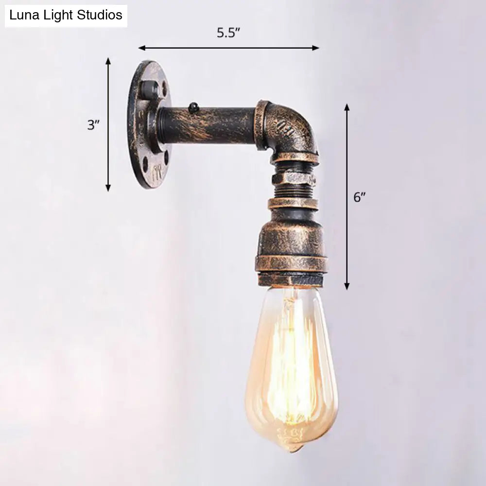 Industrial Bronze Metal Wall Sconce - Right Angle Bedroom Mount Lamp With 1 Head