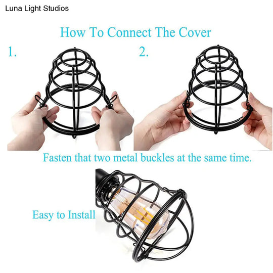 Industrial Cage Metal Pendant Light Fixture - Hanging Black Ceiling For Restaurants