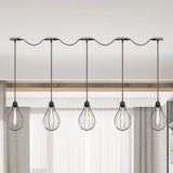 Industrial Cage Pendant Chandelier With Multi-Bulb Kit In Black 5 /