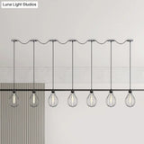 Industrial Cage Pendant Chandelier With Multi-Bulb Kit In Black