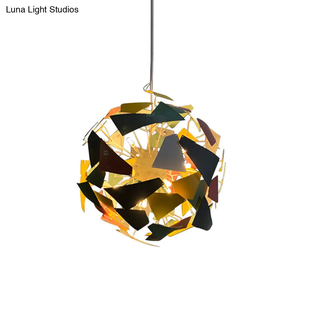 Industrial Camouflage Ceiling Pendant Light: Metallic Spherical Design Multi-Light Fixture For