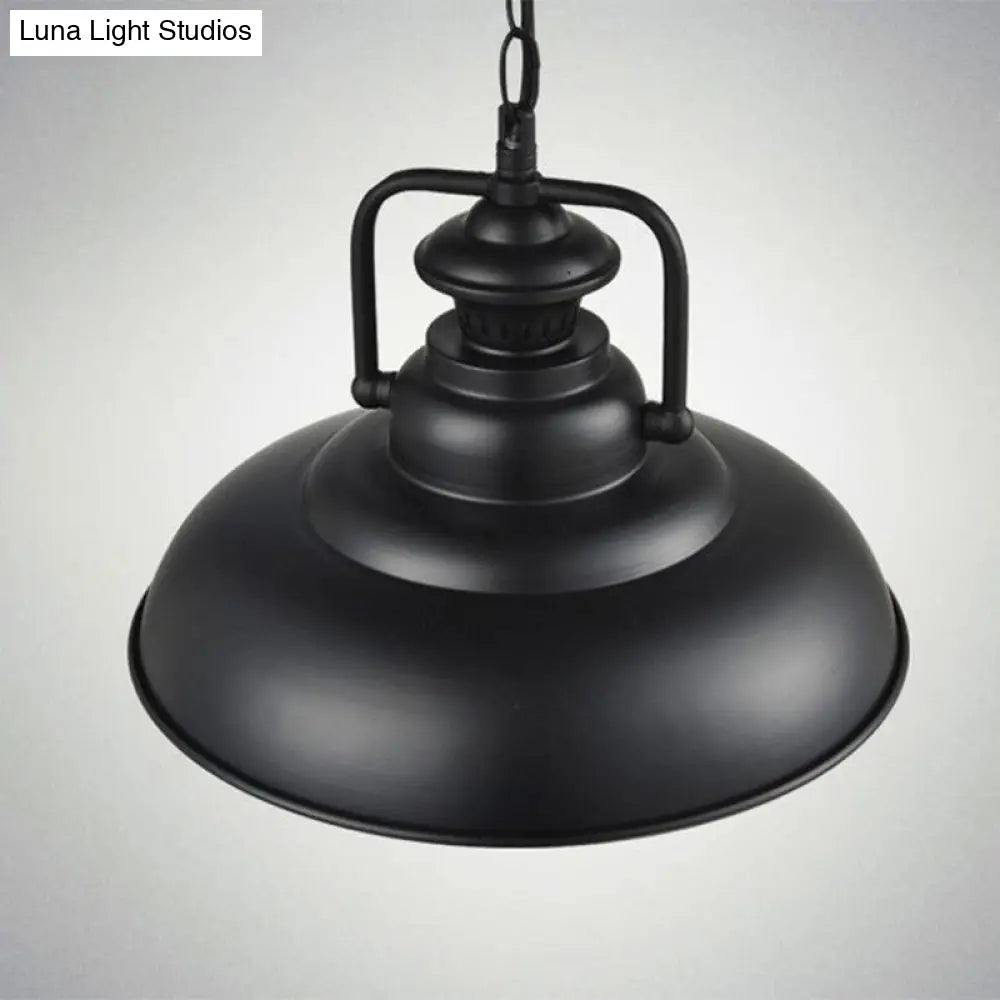 Industrial Metal Pendant Light With Handle - Ceiling Mount For Dining Room