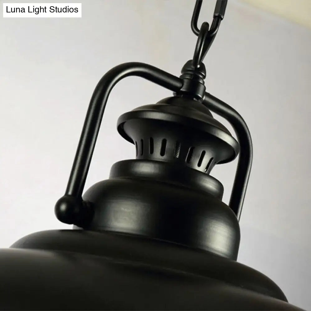 Industrial Metal Pendant Light With Handle - Ceiling Mount For Dining Room