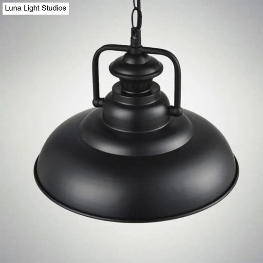 Industrial Ceiling Pendant Light For Dining Room - Single Metal Hanging With Handle