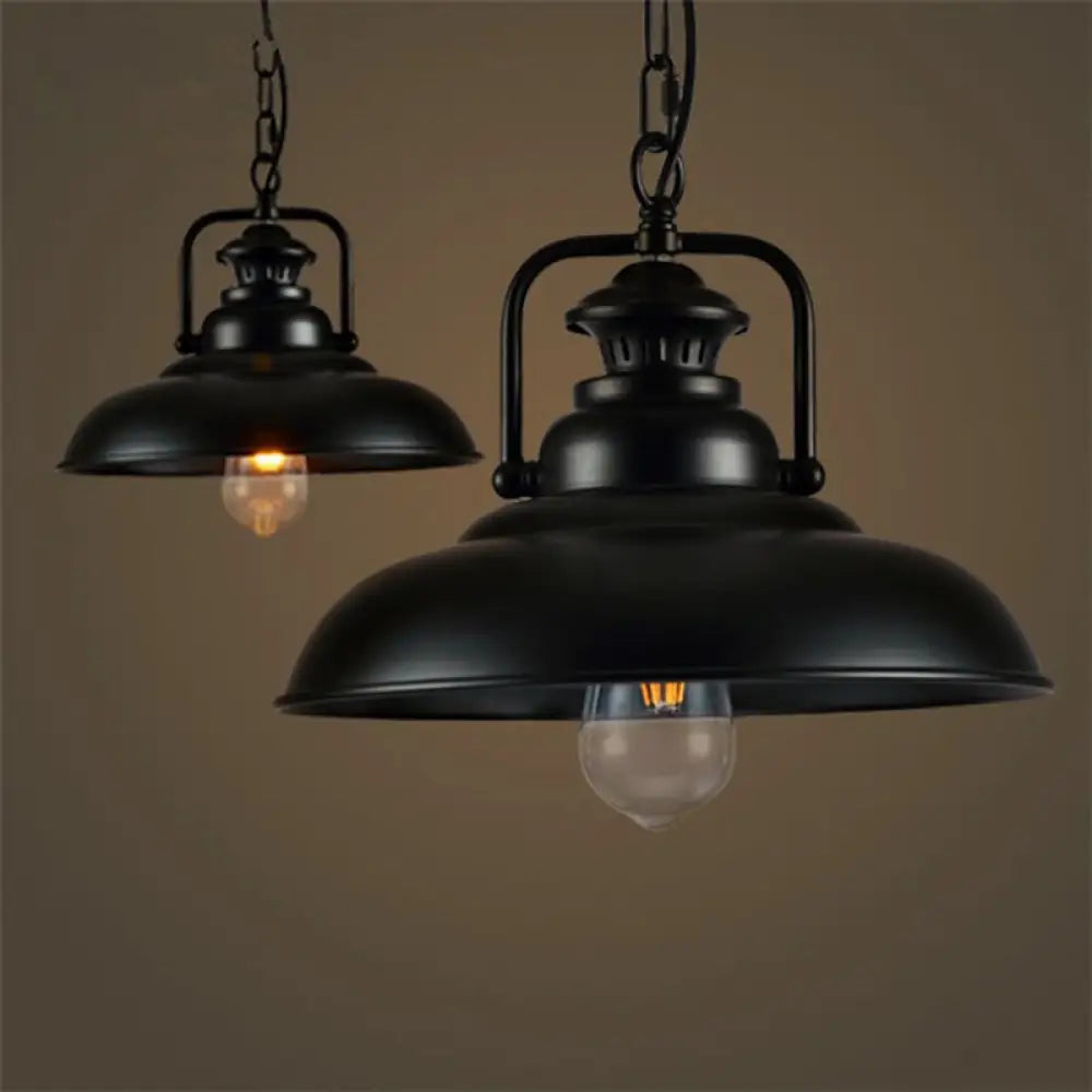 Industrial Ceiling Pendant Light For Dining Room - Single Metal Hanging With Handle Black / 12.5’