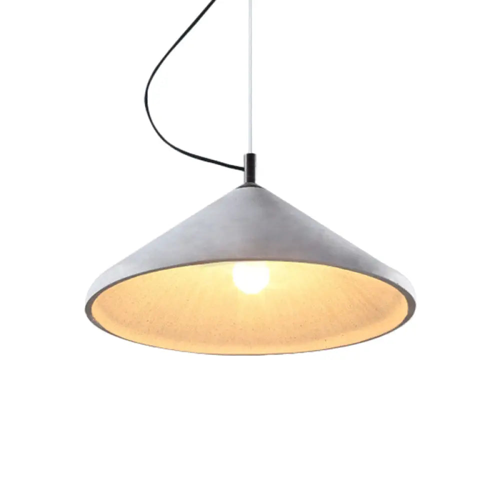 Industrial Cement Cone Dining Ceiling Light - 1-Light Grey Pendant Lamp