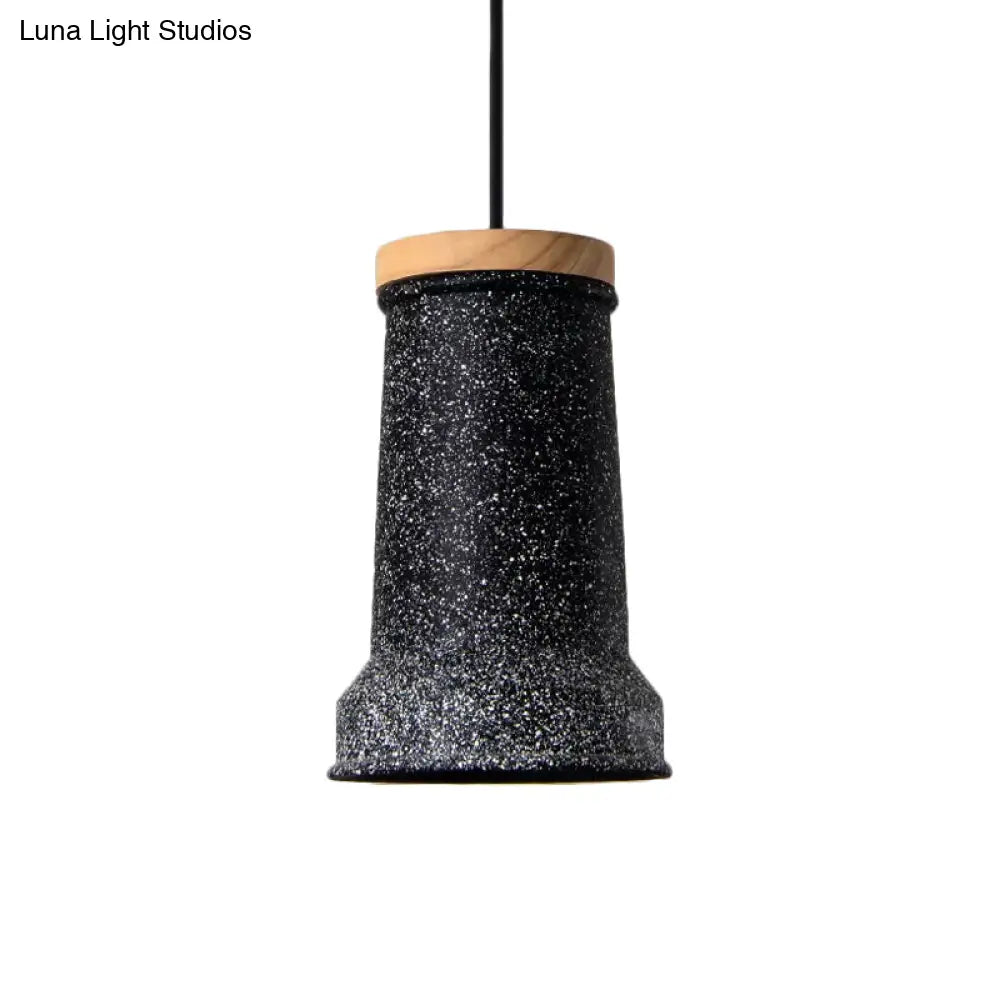 Industrial Cement Pendant Lamp - Black/Grey/White Cylinder Hanging Light For Restaurants (1-Head)