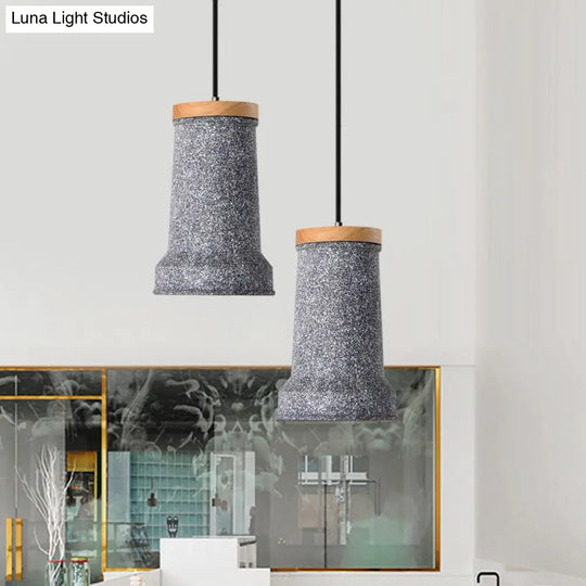 Industrial Cement Pendant Lamp - Black/Grey/White Cylinder Hanging Light For Restaurants (1-Head)