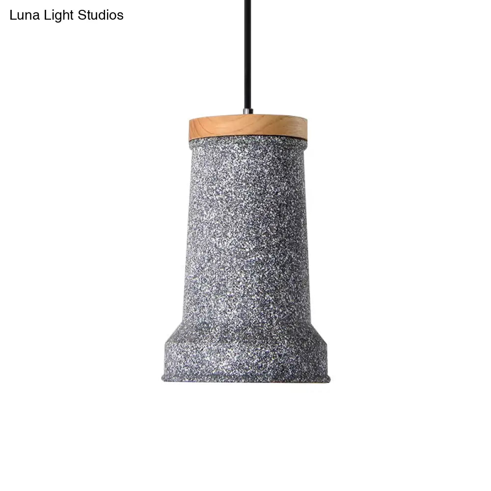 Industrial Cement Pendant Lamp - Black/Grey/White Cylinder Hanging Light For Restaurants