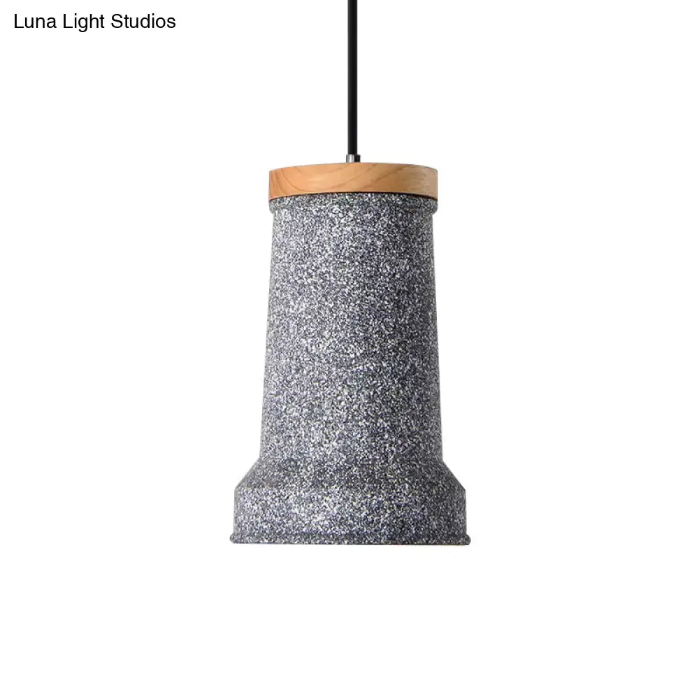 Industrial Cement Pendant Lamp - Black/Grey/White Cylinder Hanging Light For Restaurants (1-Head)