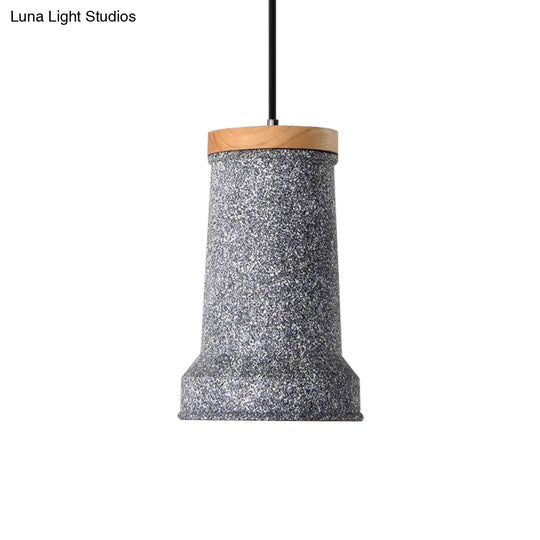 Industrial Cement Pendant Lamp - Black/Grey/White Cylinder Hanging Light For Restaurants (1-Head)