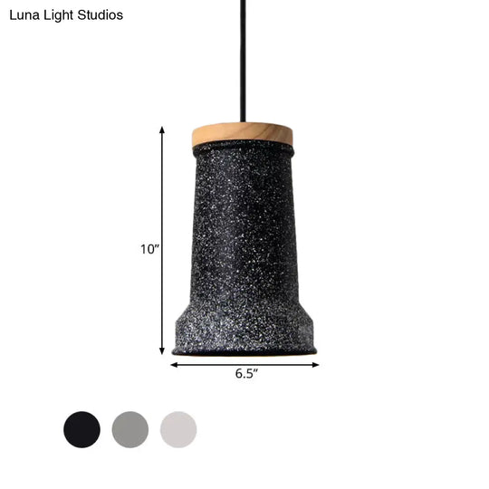 Industrial Cement Pendant Lamp - Black/Grey/White Cylinder Hanging Light For Restaurants