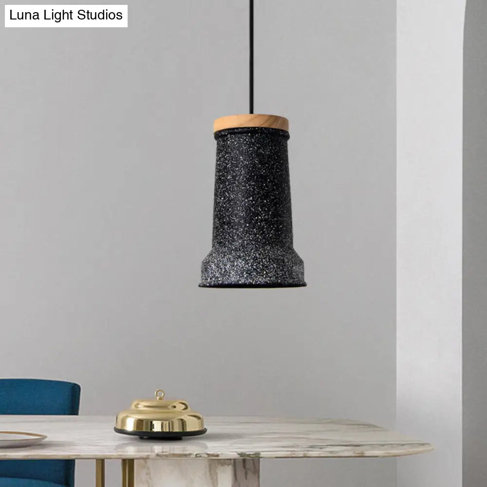 Industrial Cement Pendant Lamp - Black/Grey/White Cylinder Hanging Light For Restaurants