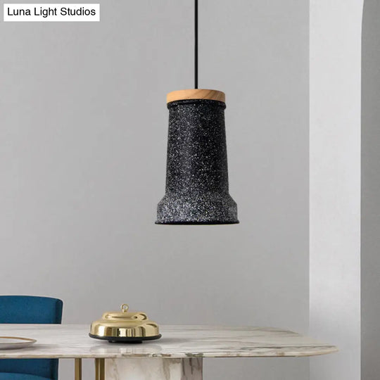 Industrial Cement Pendant Lamp - Black/Grey/White Cylinder Hanging Light For Restaurants