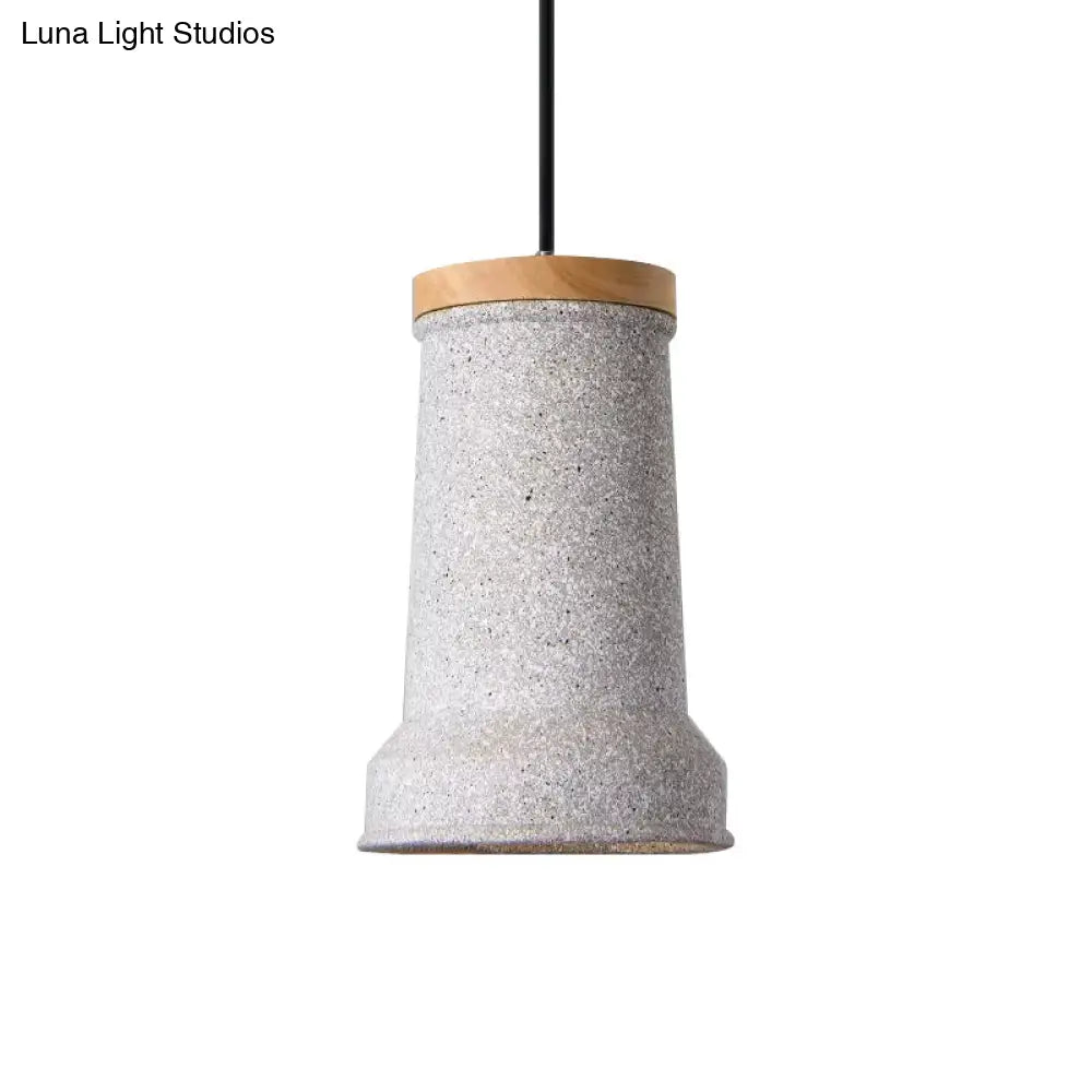 Industrial Cement Pendant Lamp - Black/Grey/White Cylinder Hanging Light For Restaurants