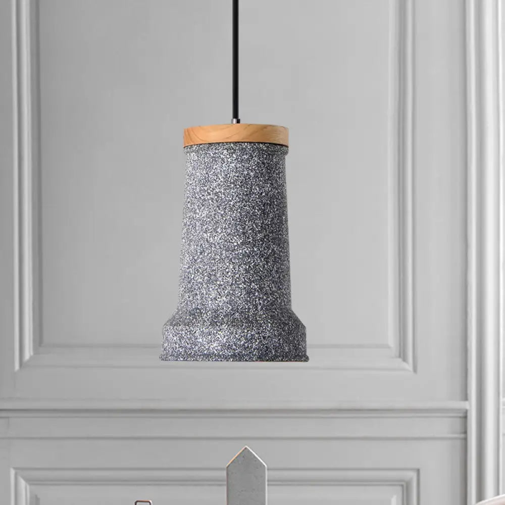 Industrial Cement Pendant Lamp - Black/Grey/White Cylinder Hanging Light For Restaurants (1-Head)